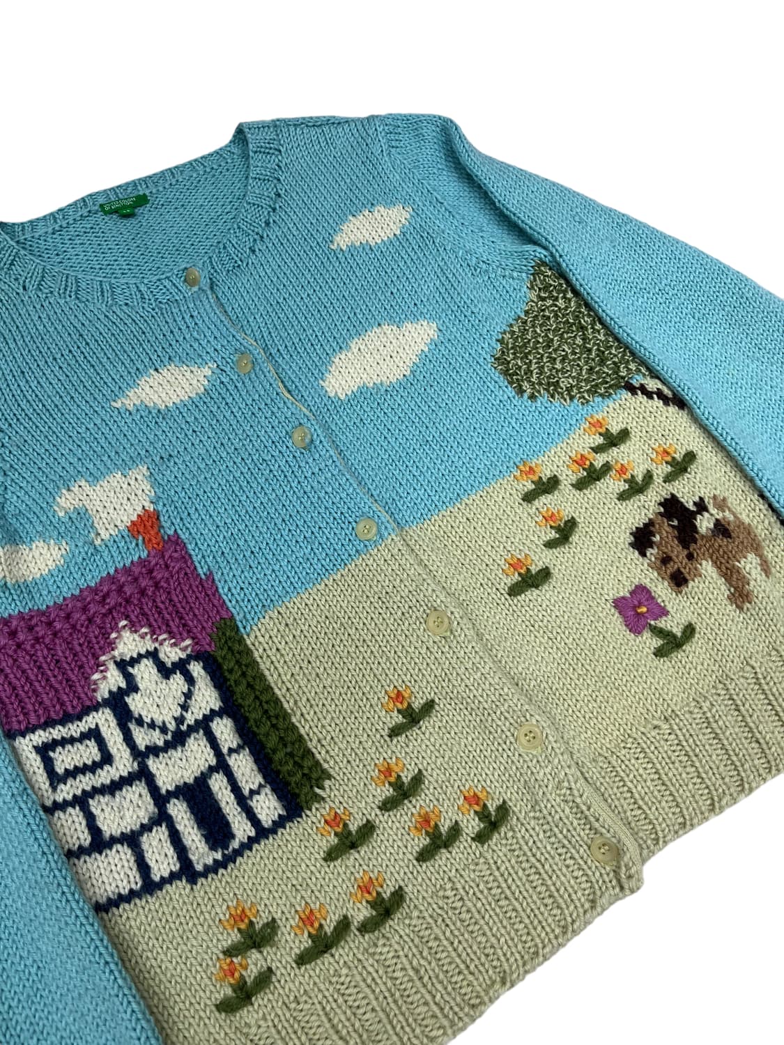 [44] 베네통 그림 자수 울 니트 가디건 상품이미지3