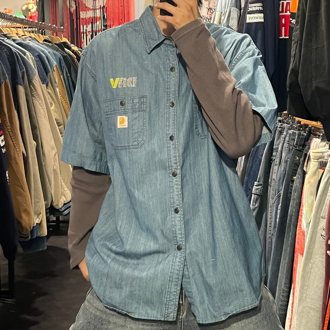 [IM] carhartt 칼하트 데님 반팔셔츠 상품이미지1