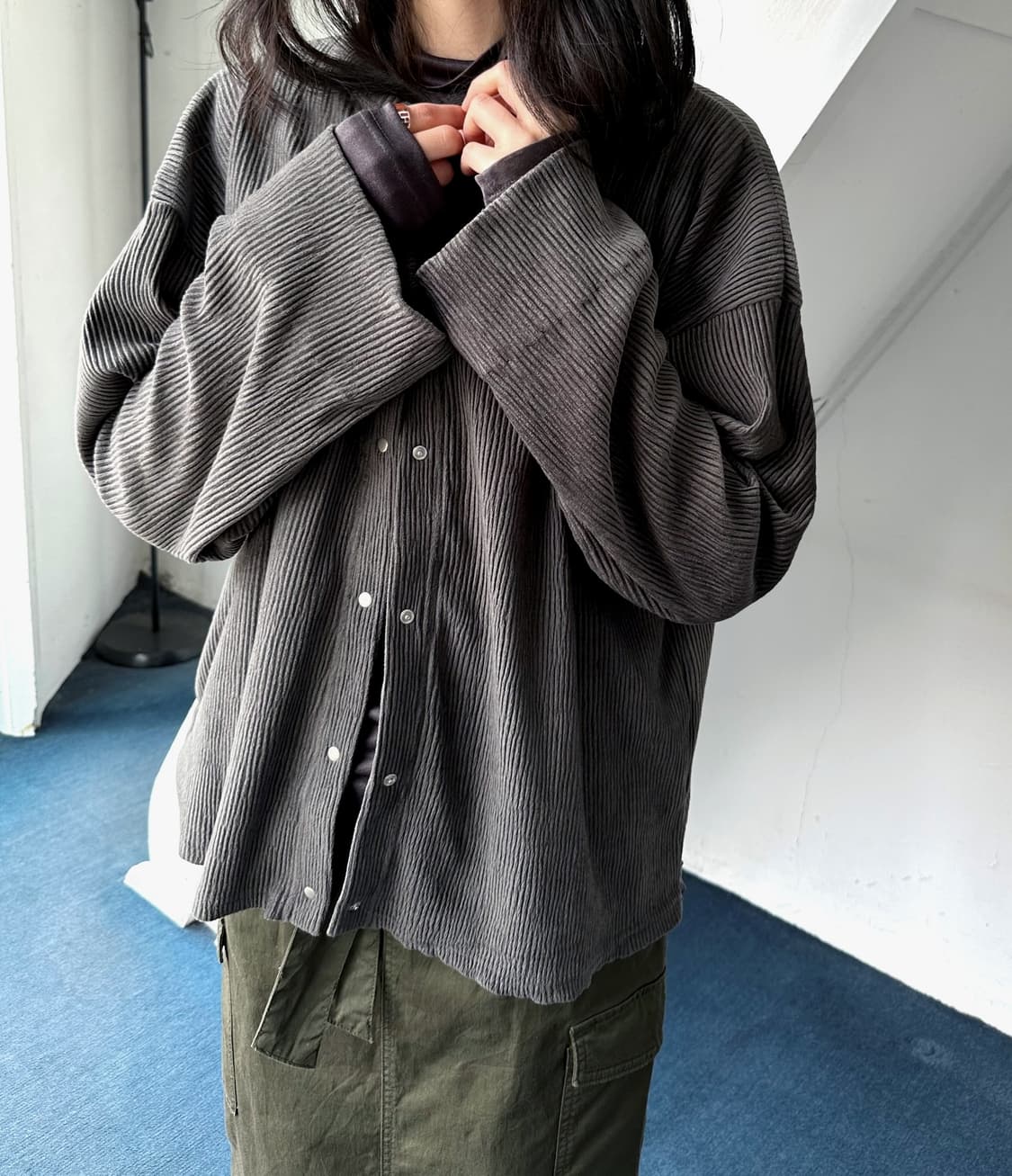 Irregular rib design wide cardigan jacke 상품이미지8