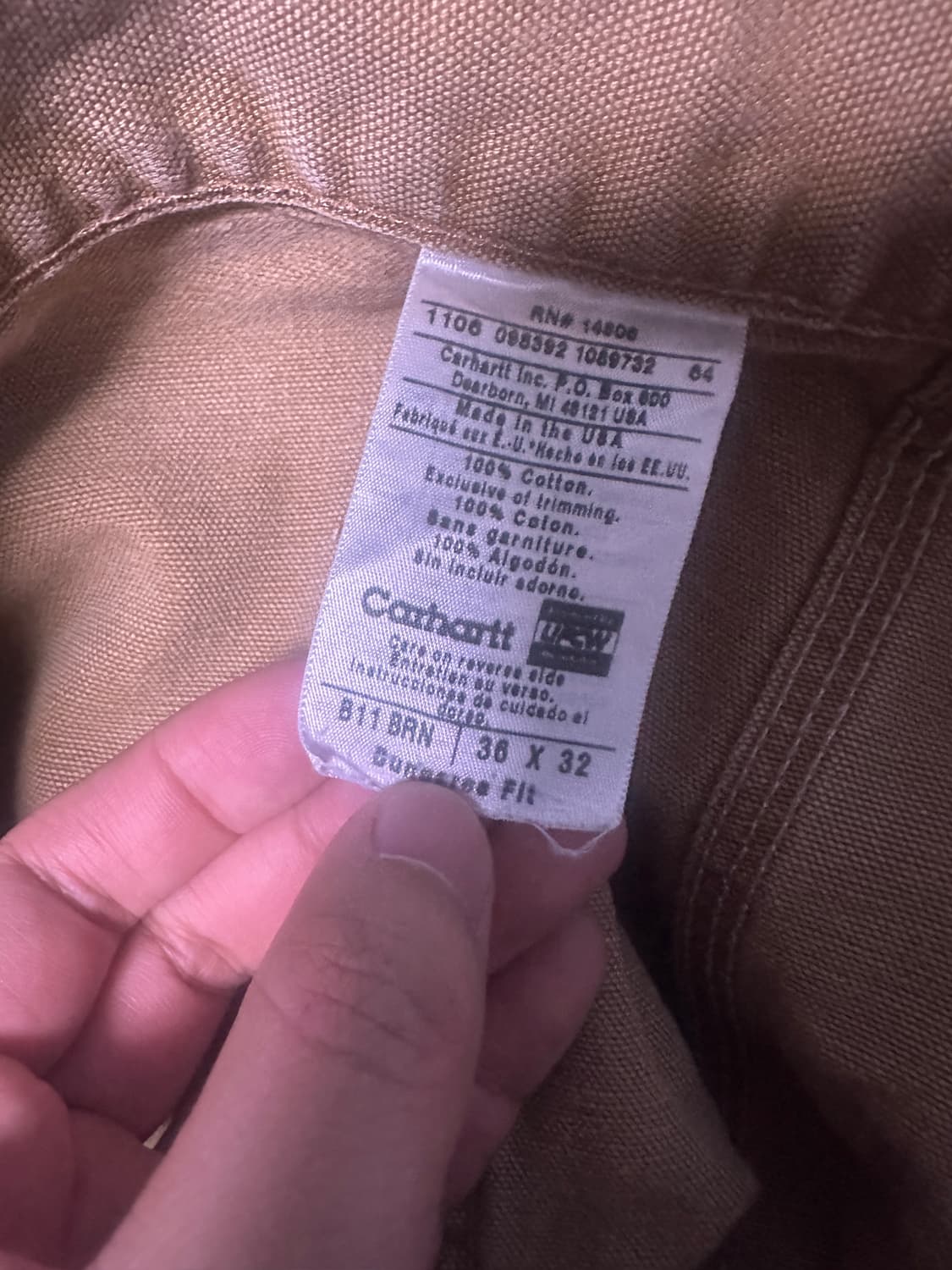 [36x32] 칼하트 B11 BRN 브라운 싱글니 카펜터 팬츠 상품이미지5