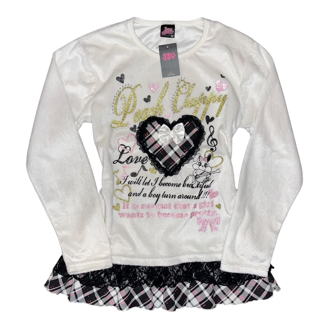 하트리본 레이스 스커트 레이어드 긴팔 원피스 키치y2k갸루 상품이미지1