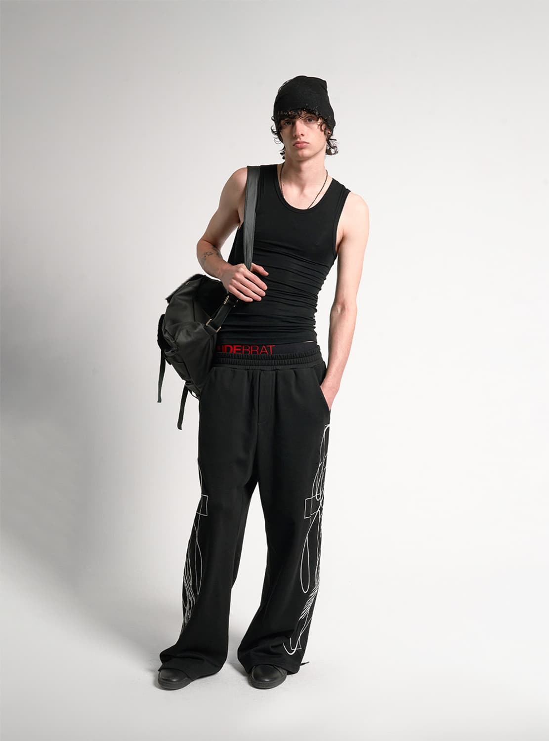 Cross Embroidery Wide Sweatpants 상품이미지3