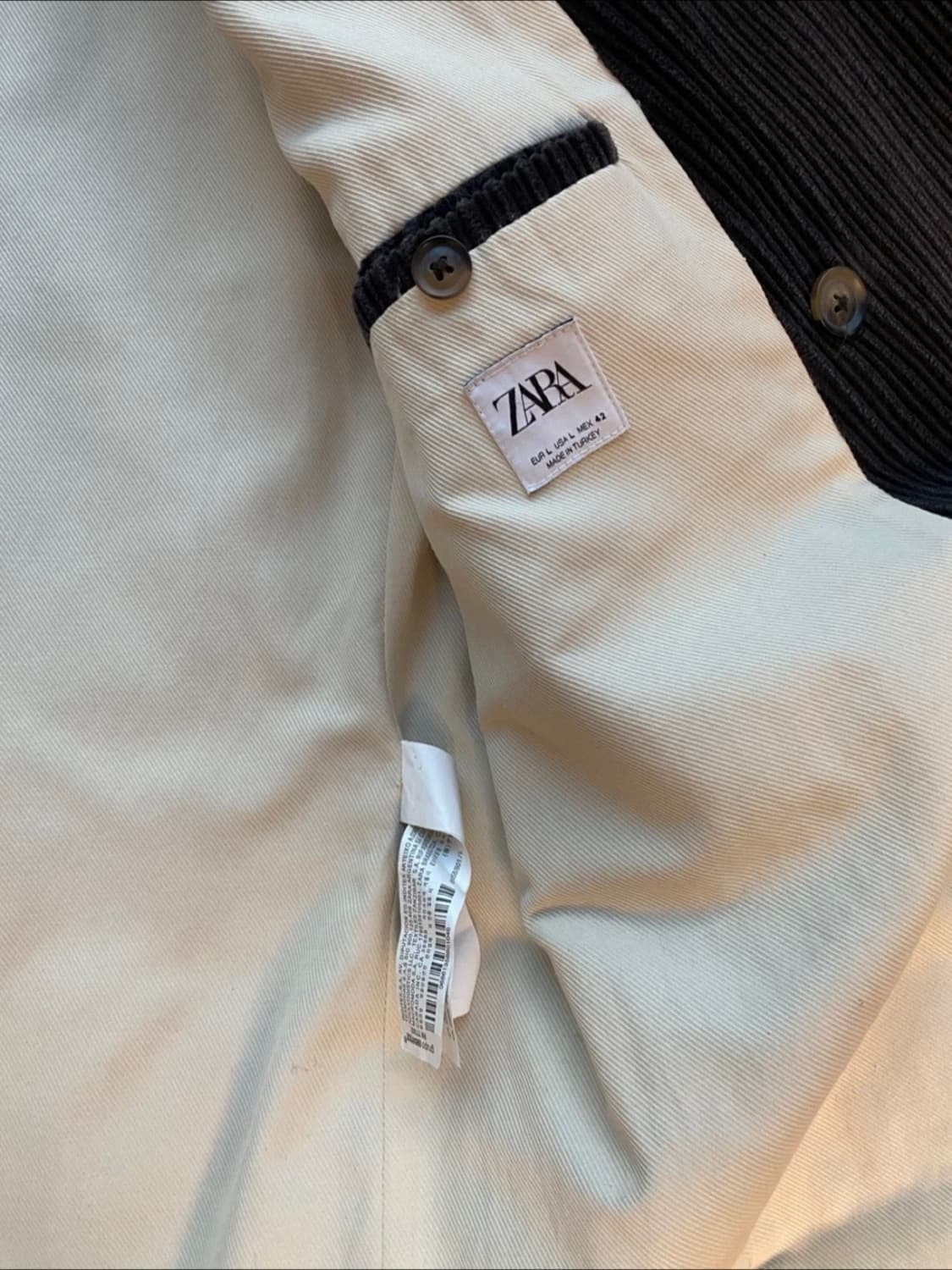 자라 코듀로이 더블 자켓 L 네이비 상품이미지3