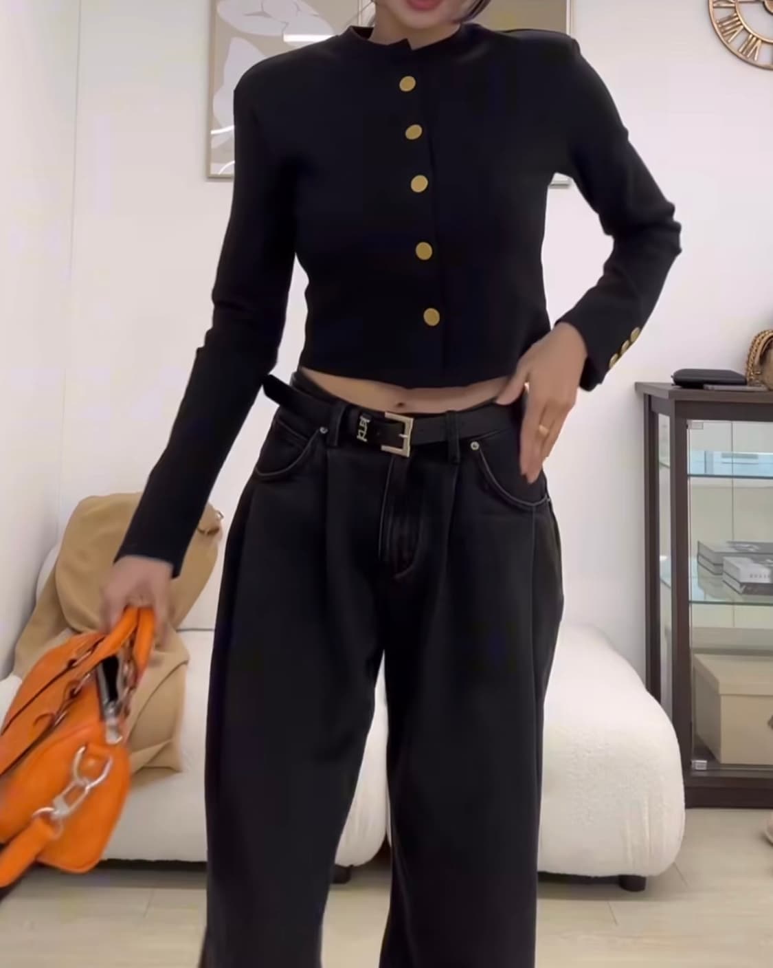 돈비레잇 투턱 와이드데님 흑청 xs 상품이미지1