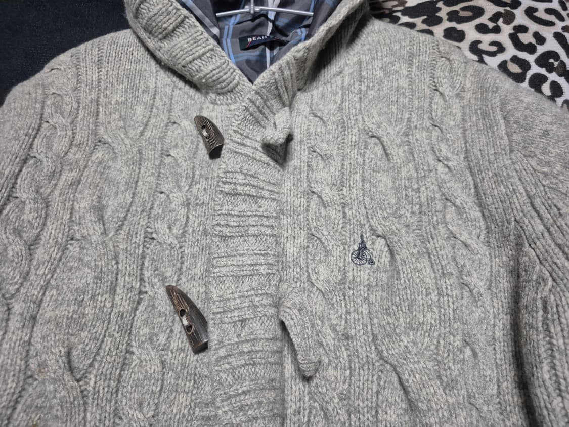 (희귀)90's 빈폴 빈티지 모리걸 더플 니트 후드 가디건 상품이미지2
