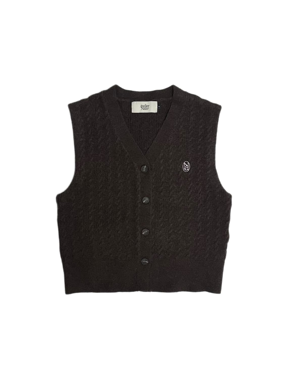 아틀리에 나인 케이블 브이넥 니트 베스트 조끼 상품이미지1