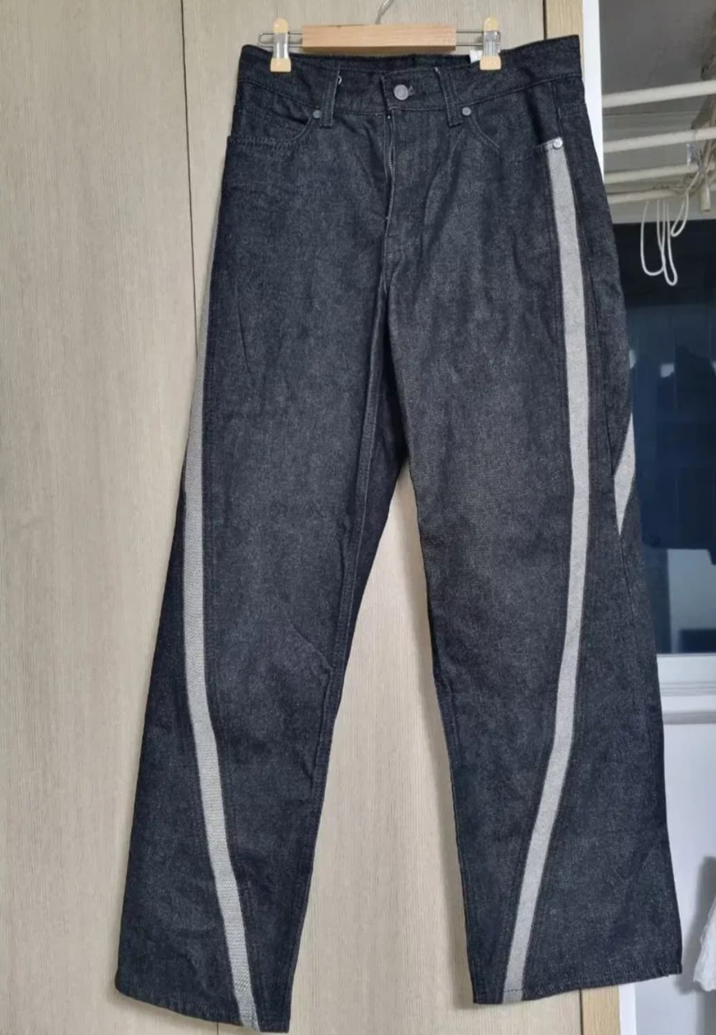 애드오프 웨이브 컬 라인 와이드 데님 팬츠 [46] 상품이미지4