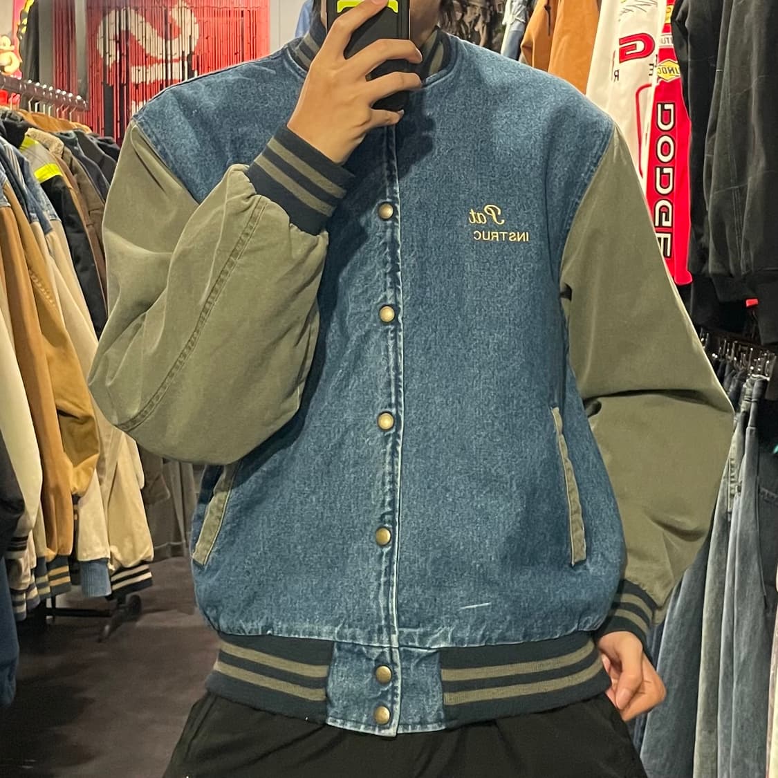 [IM] VTG 빈티지 데님 카키 바시티 자켓 상품이미지4