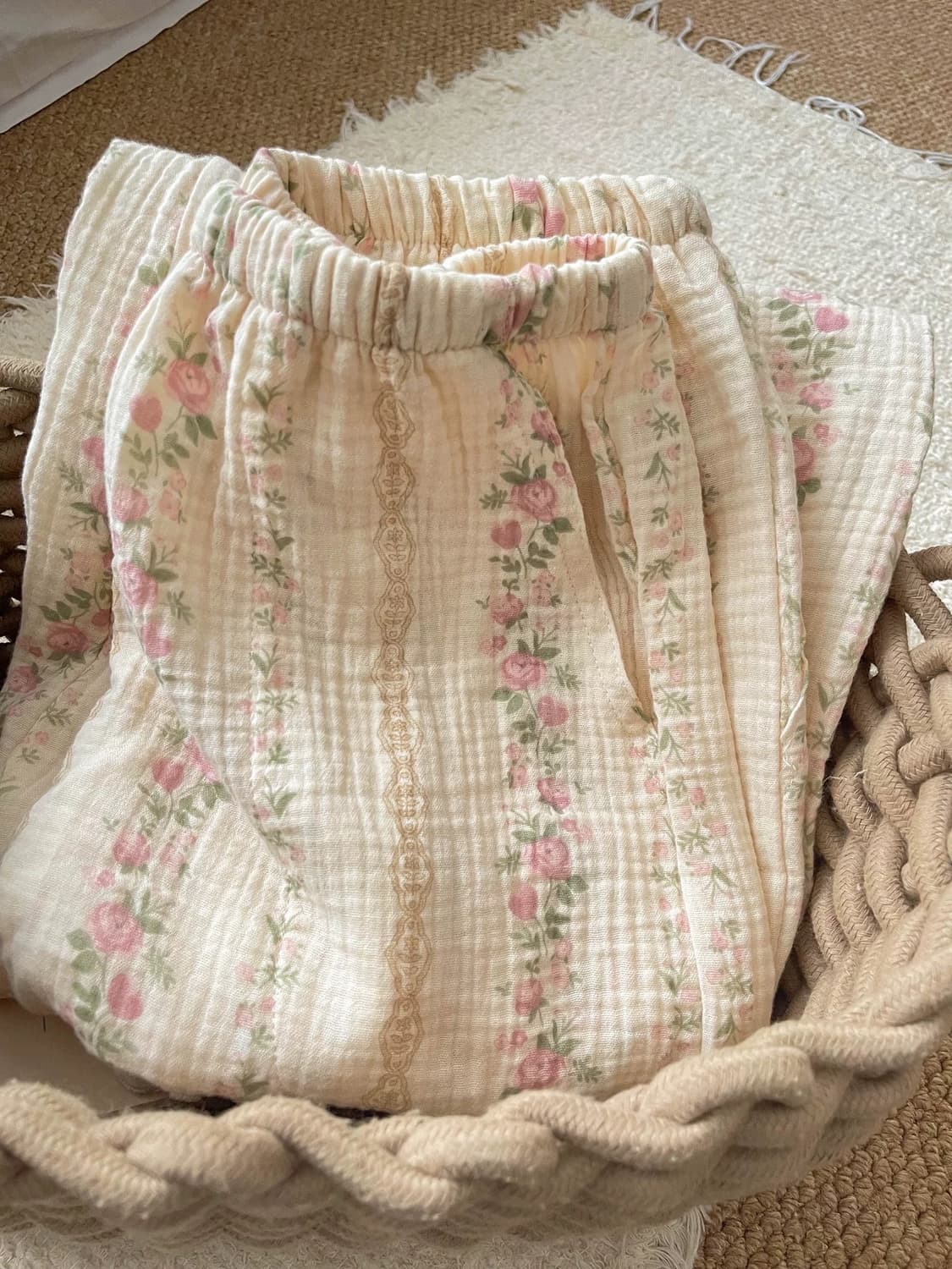 누아젤 플라워 프릴 코튼 파자마 세트 상품이미지4