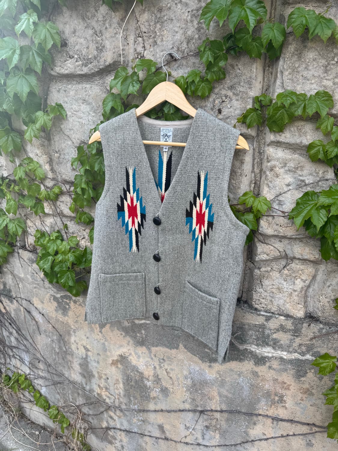 오르테가 핸드 우븐 울 네이티브 아메리칸 웨스턴 치마요 베스트 조끼 상품이미지3