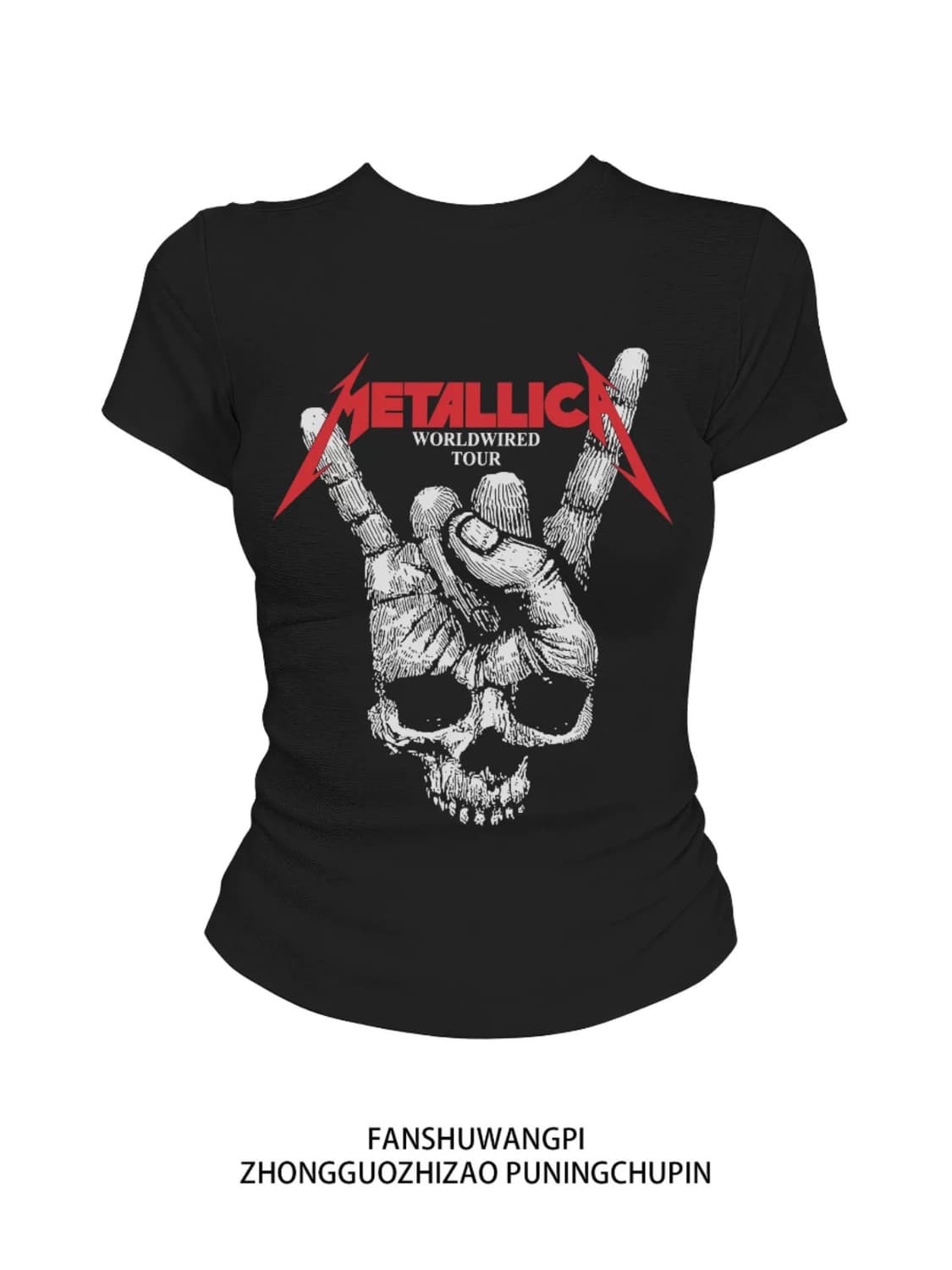 메탈 스컬 락 프린팅 슬림핏 반팔 티셔츠 상품이미지4