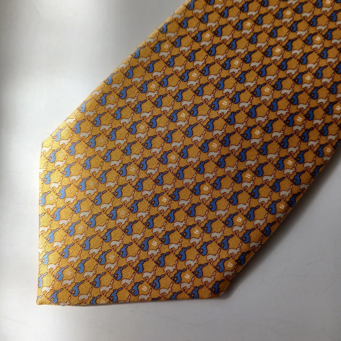 밀라 숀 실크 옐로우 토끼 패턴 넥타이 8.2cm S~A+등급 E803 상품이미지6