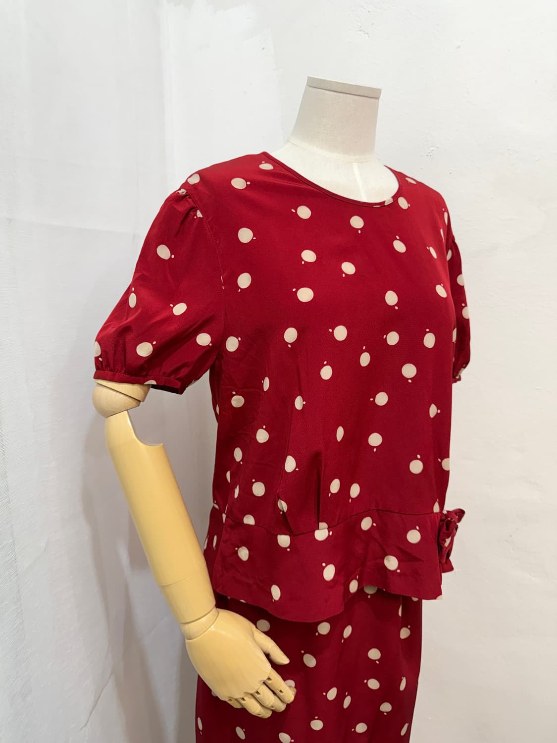 일본빈티지 레드 도트 땡떙이 셋업 투피스 3751 상품이미지2