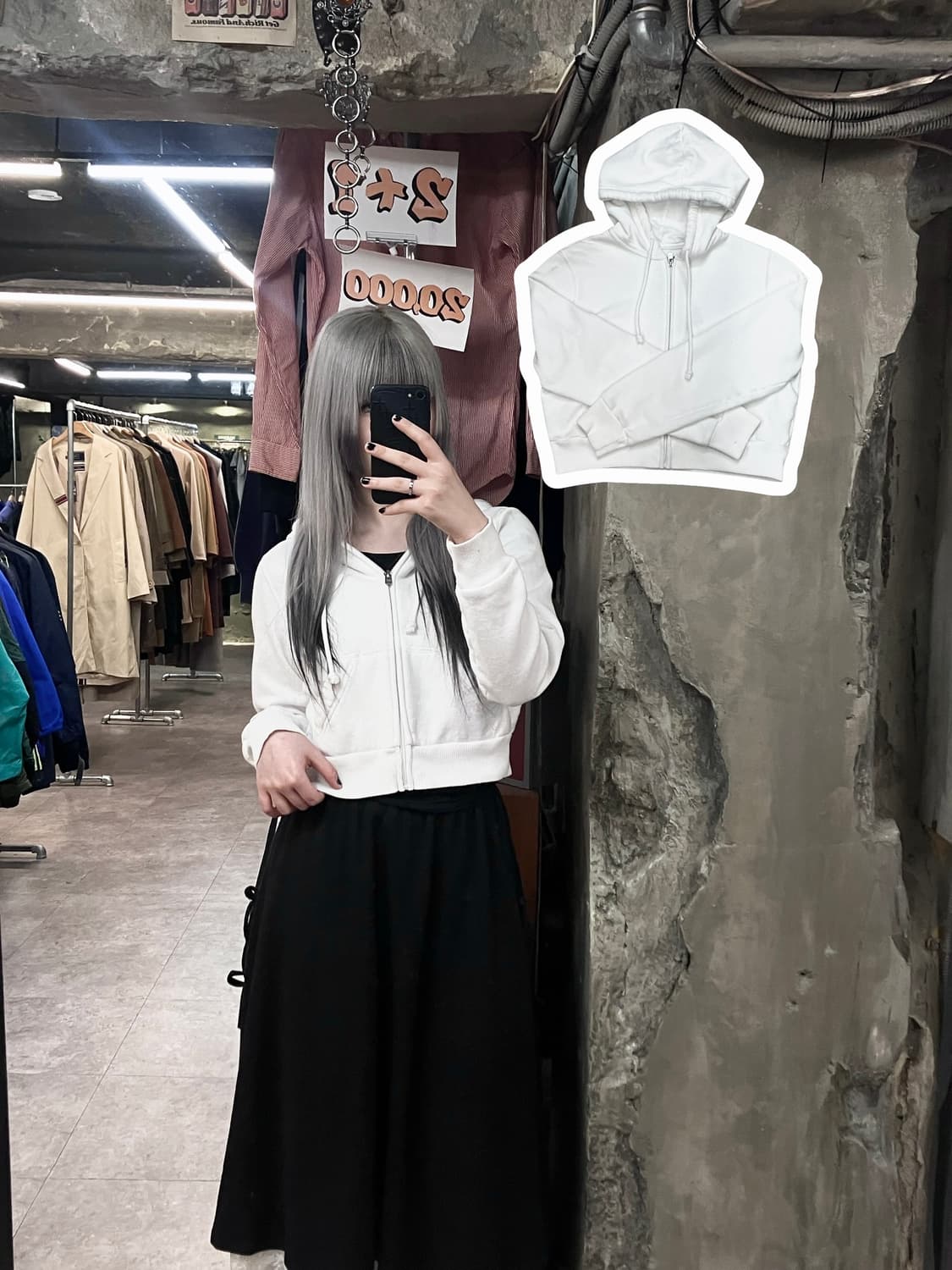 홀리스터 크롭 후드집업 화이트 S  #csz3289 상품이미지1