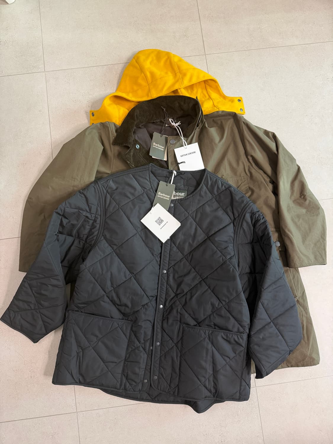 캡틴선샤인 바버 필드코트 카키브라운 42사이즈 새상품 블랙 라이너 포함 상품이미지2