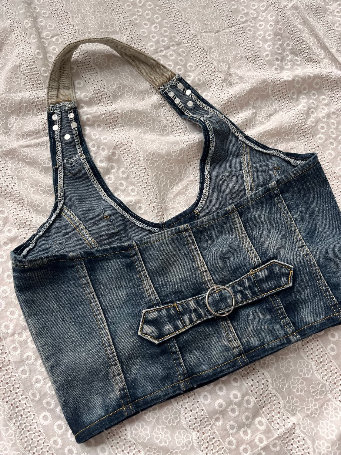 Denim vest + Cream sleeveless 상품이미지6