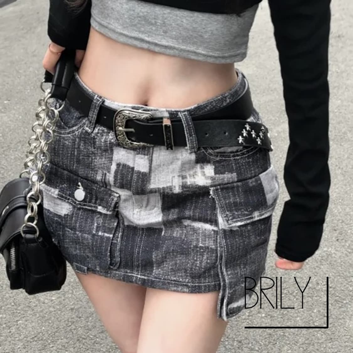 [Unisex] BAD 별 스터드 클래식 웨스턴 y2k 벨트 블랙 상품이미지1