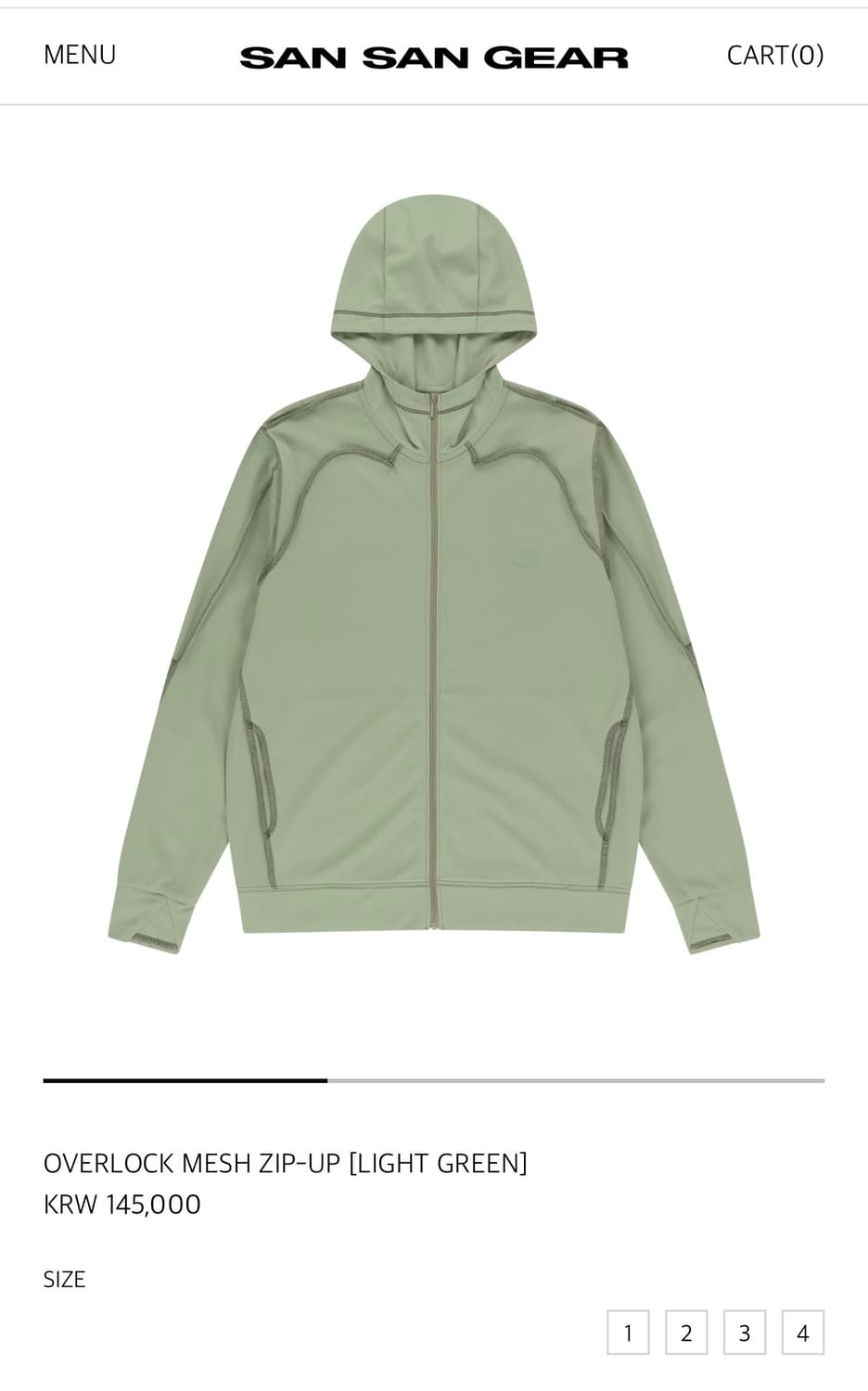 산산기어 OVERLOCK MESH ZIP-UP [LIGHT GREEN] 상품이미지1