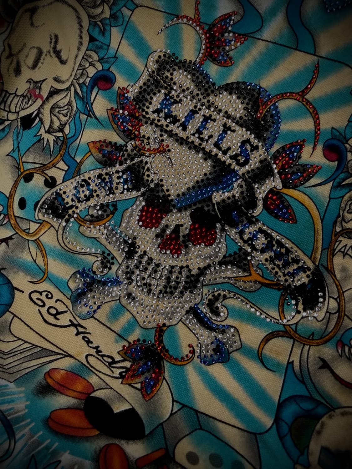 Ed Hardy 스컬 큐빅 디테일 Y2K 슬리브리스 상품이미지6