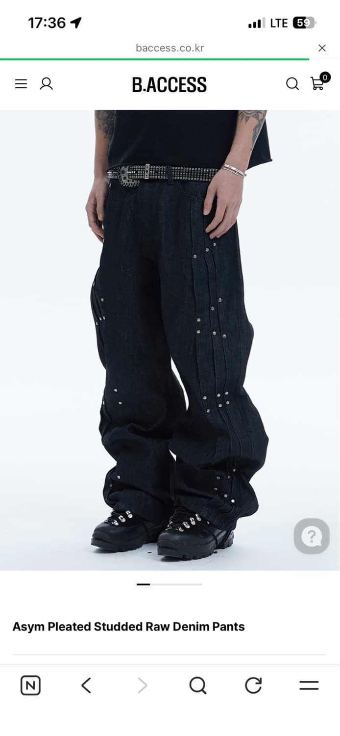 Asym Pleated Studded Raw Denim Pants 상품이미지1