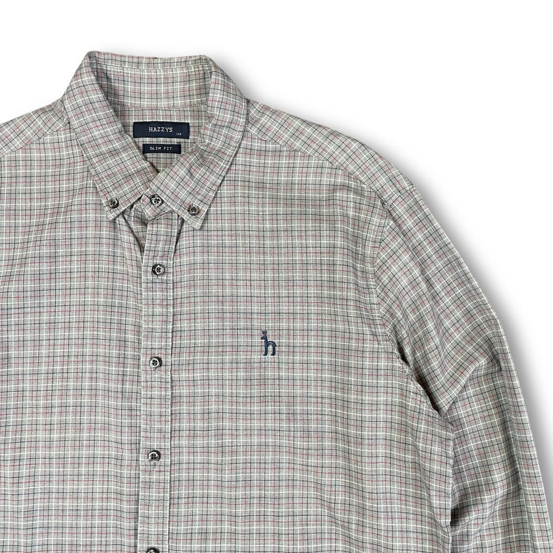 헤지스 그레이 체크 슬림핏 긴팔 셔츠 110 상품이미지3