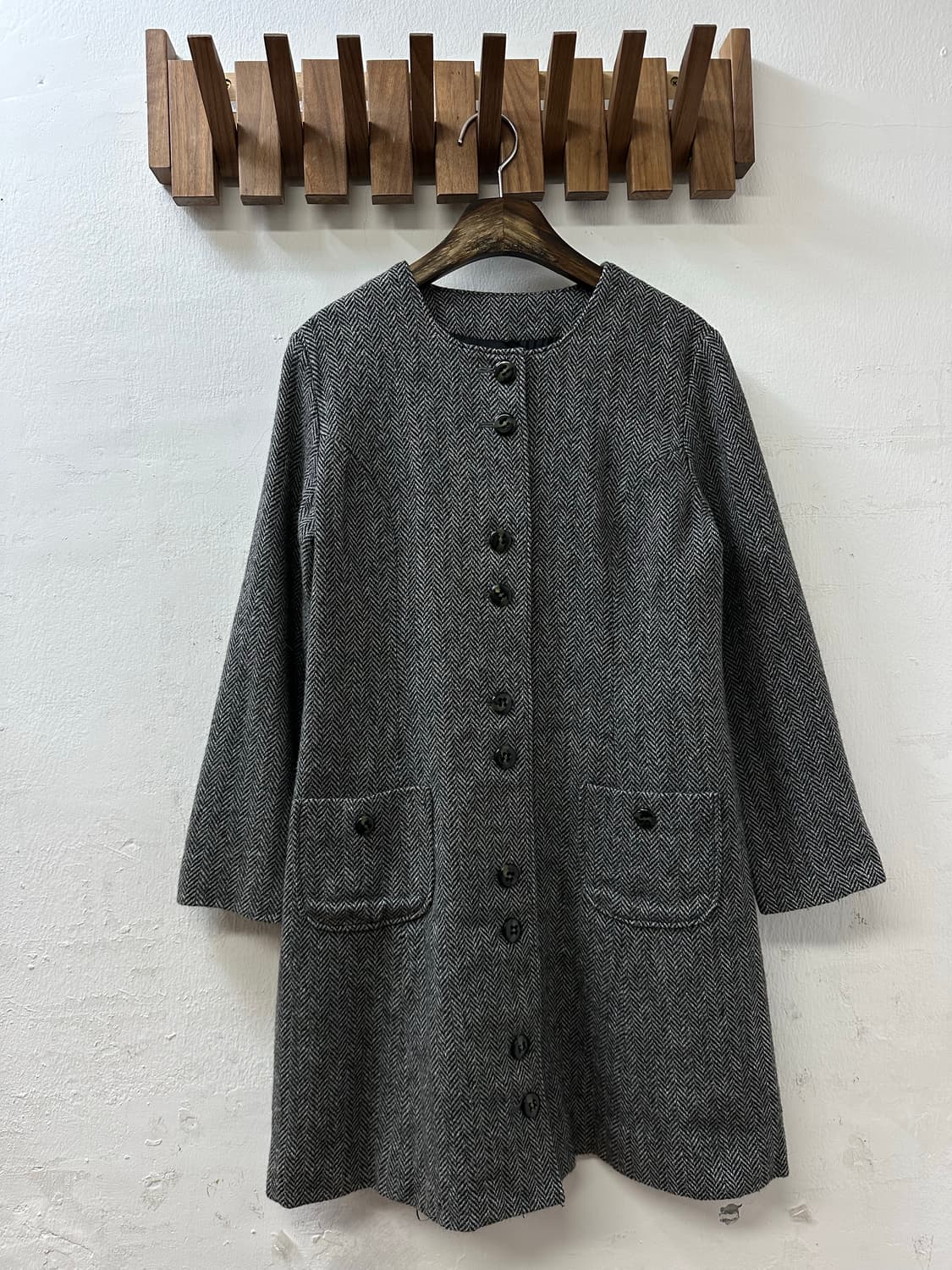 일본빈티지 헤링본 포켓 버튼 디테일 코트  상품이미지1