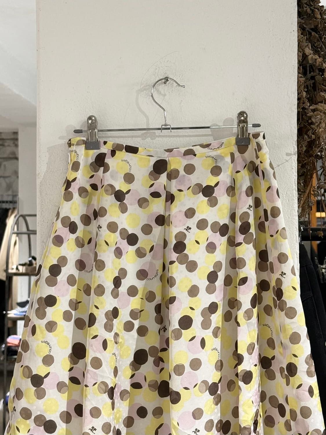 꾸레쥬 멀티컬러 도트 패턴 플리츠 A라인 미디 스커트 상품이미지5