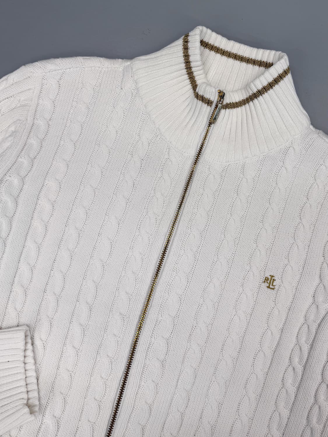 폴로 랄프로렌 루즈핏 화이트 케이블 니트 집업 상품이미지4