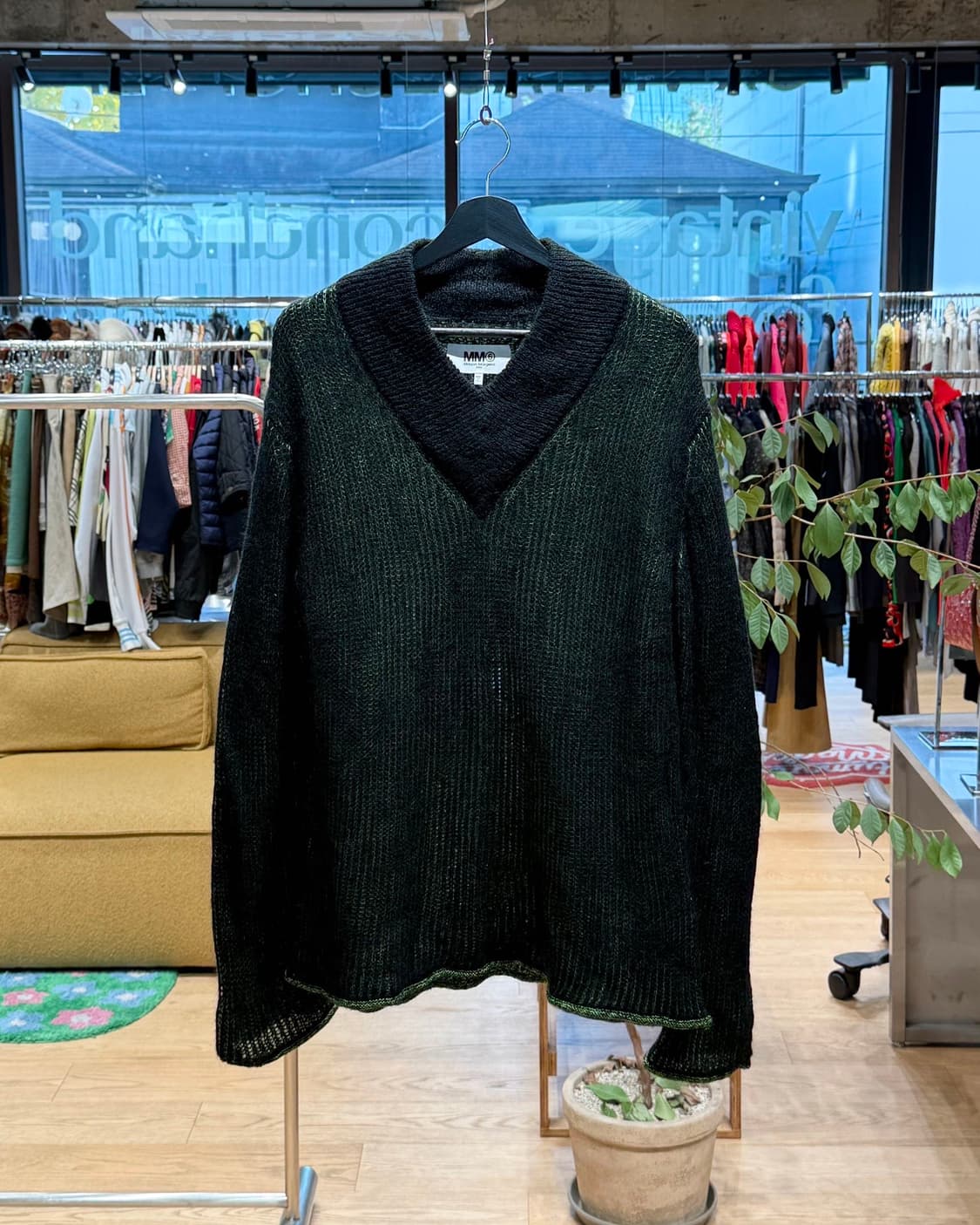 mm6 그린 블랙 컷 아웃 니트  상품이미지1