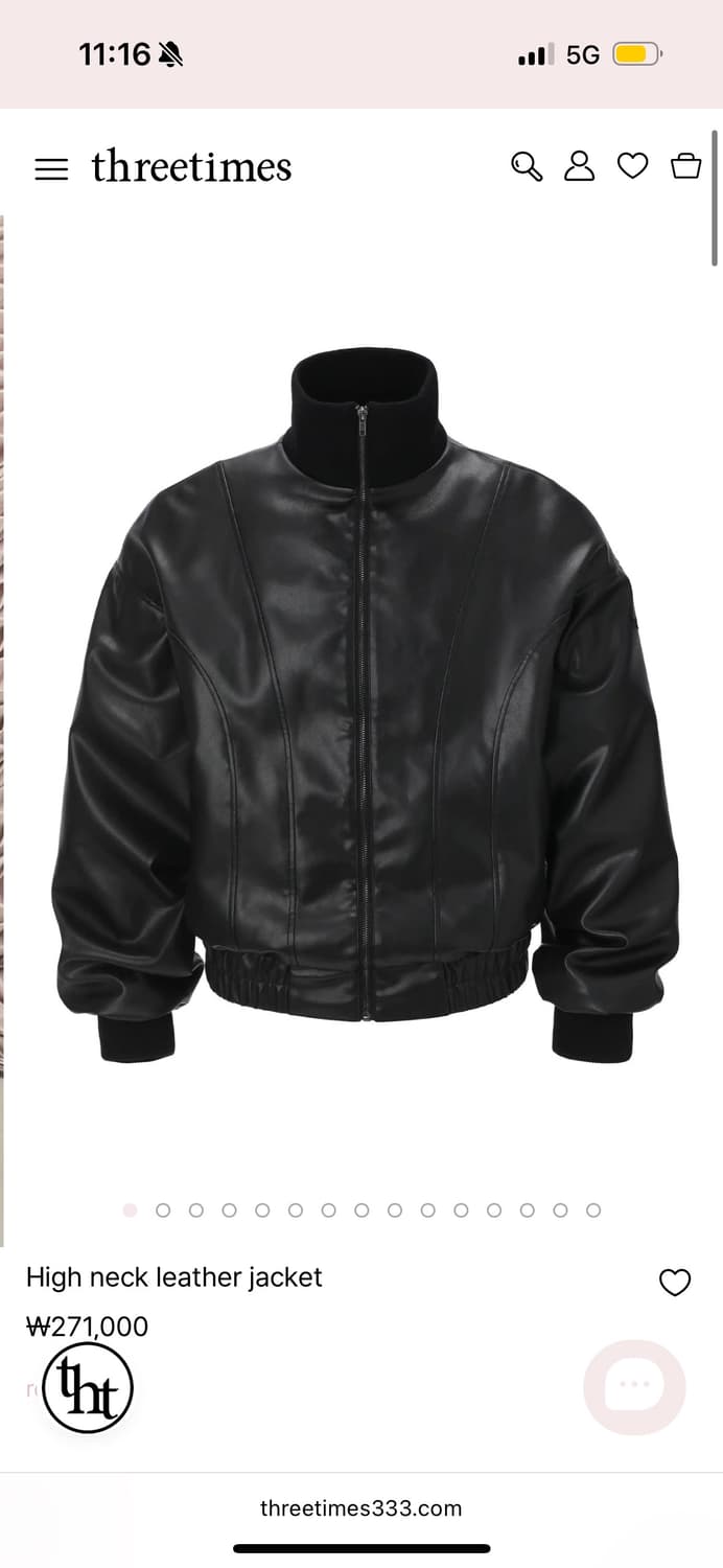 쓰리타임즈 하이넥 레더 자켓 High neck leather jacket 상품이미지1