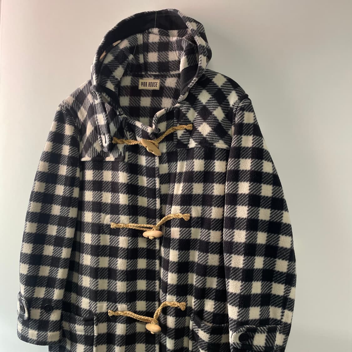 핑크 하우스 체크패턴 더플코트 상품이미지2
