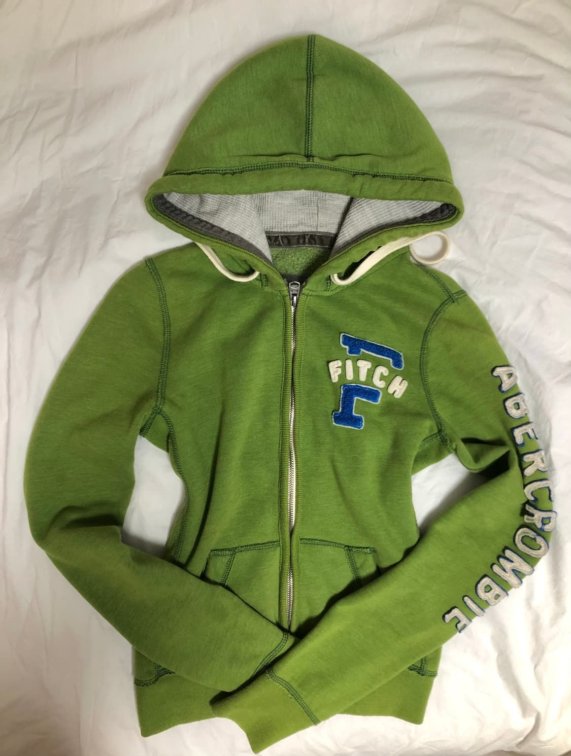 아베크롬비 y2k 딱붙핏 슬림 연두 후집 후드집업 상품이미지1