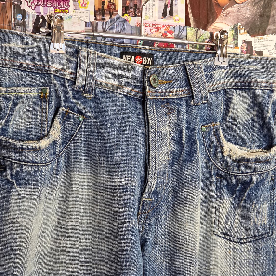 연청 워싱 버튼플라이 스트레이트 데님 팬츠 상품이미지3