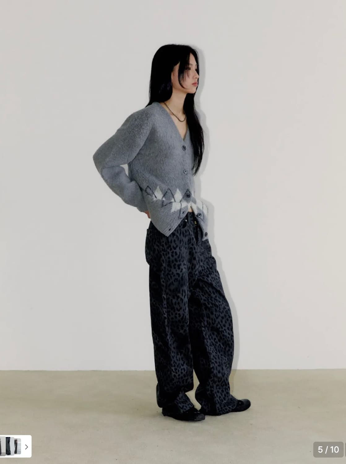 오피쉬 와이드 레오파드 팬츠 / 차콜 2size 상품이미지1