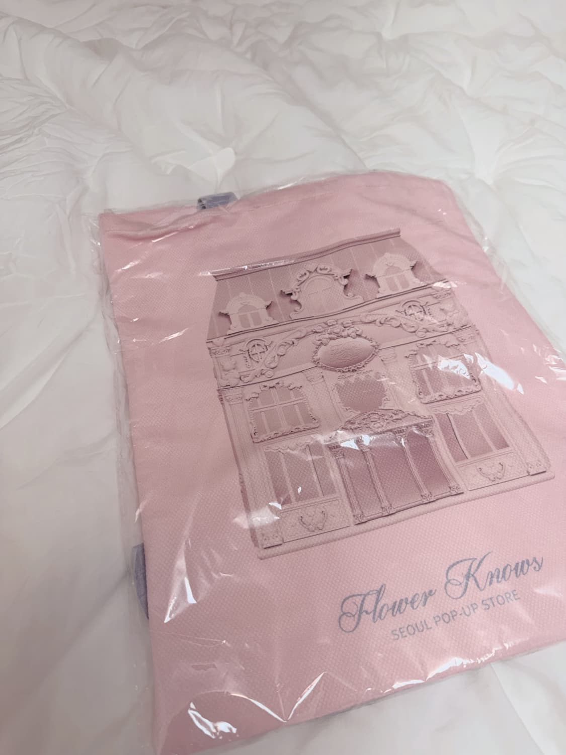 (급전 !) 플라워노즈 서울 팝업스토어 한정 핑크 곰돌이 리본 에코백 상품이미지2