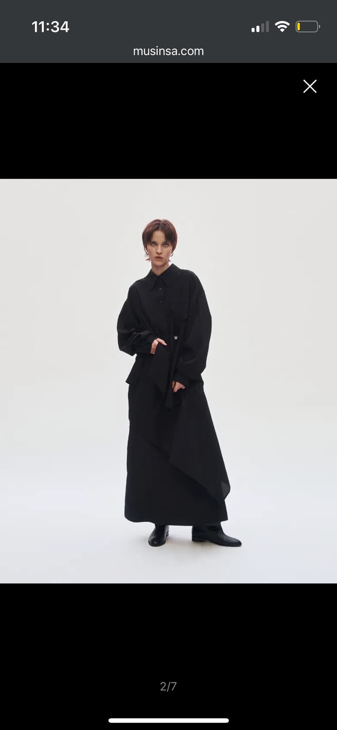 Over Fit Pleats Shirt [ Black ] 상품이미지2