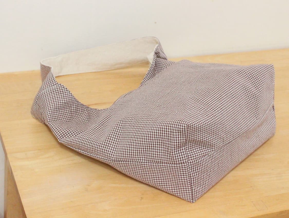 핸드메이드 브라운체크 가방 원핸들백 상품이미지9