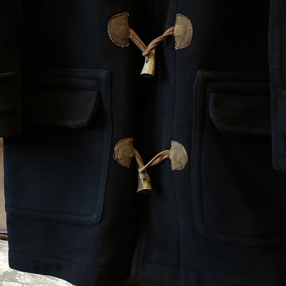 90s 잉글랜드 더플코트 플레드 체크 헤비울 빈티지 코트 블랙 50 상품이미지4