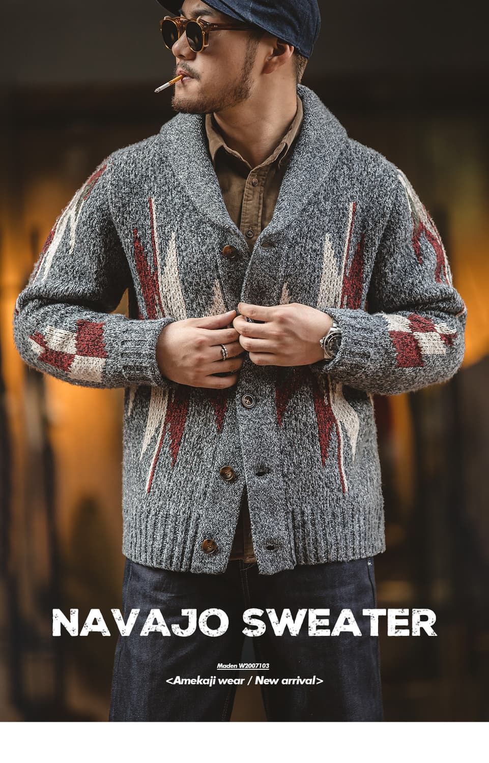 워크웨어 나바호 숄카라 가디건 상품이미지4