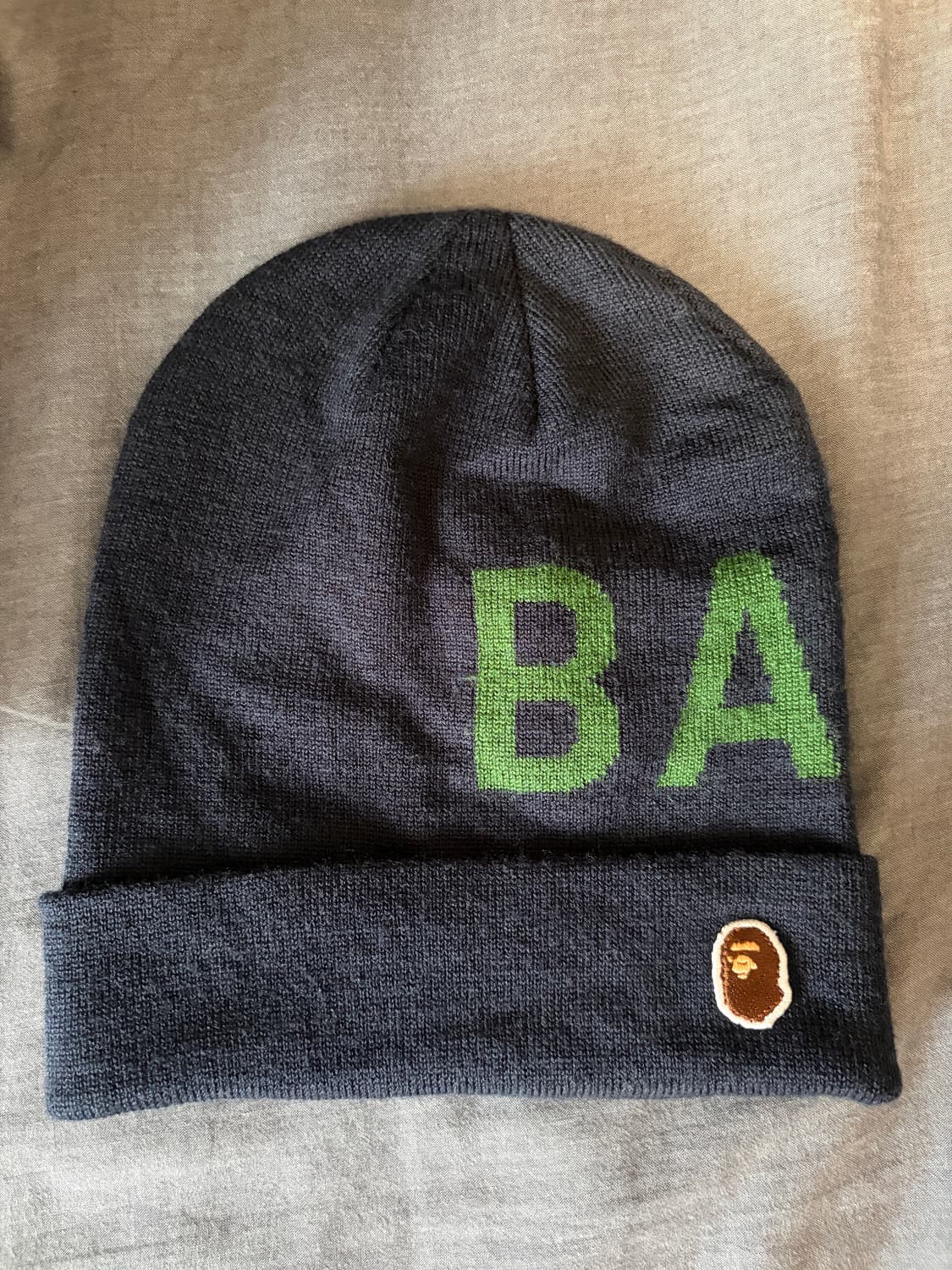 A BATHING APE 베이프 네이비 비니 스몰로그  상품이미지1