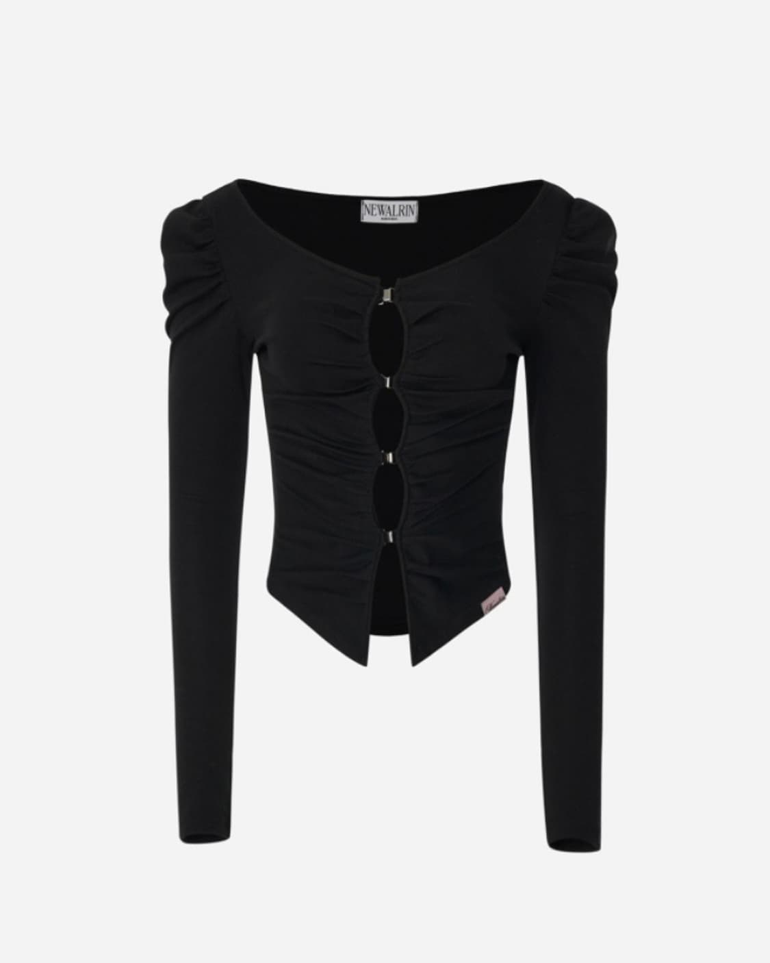 뉴얼린 Ruby Shirring Hook Cardigan (Black) 상품이미지1