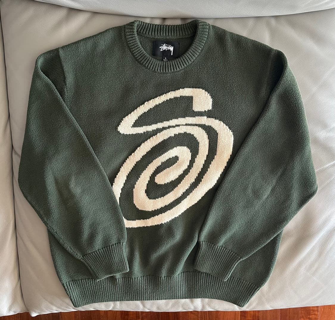 스투시 컬리 S 니트 스웨터 L 그린 상품이미지4