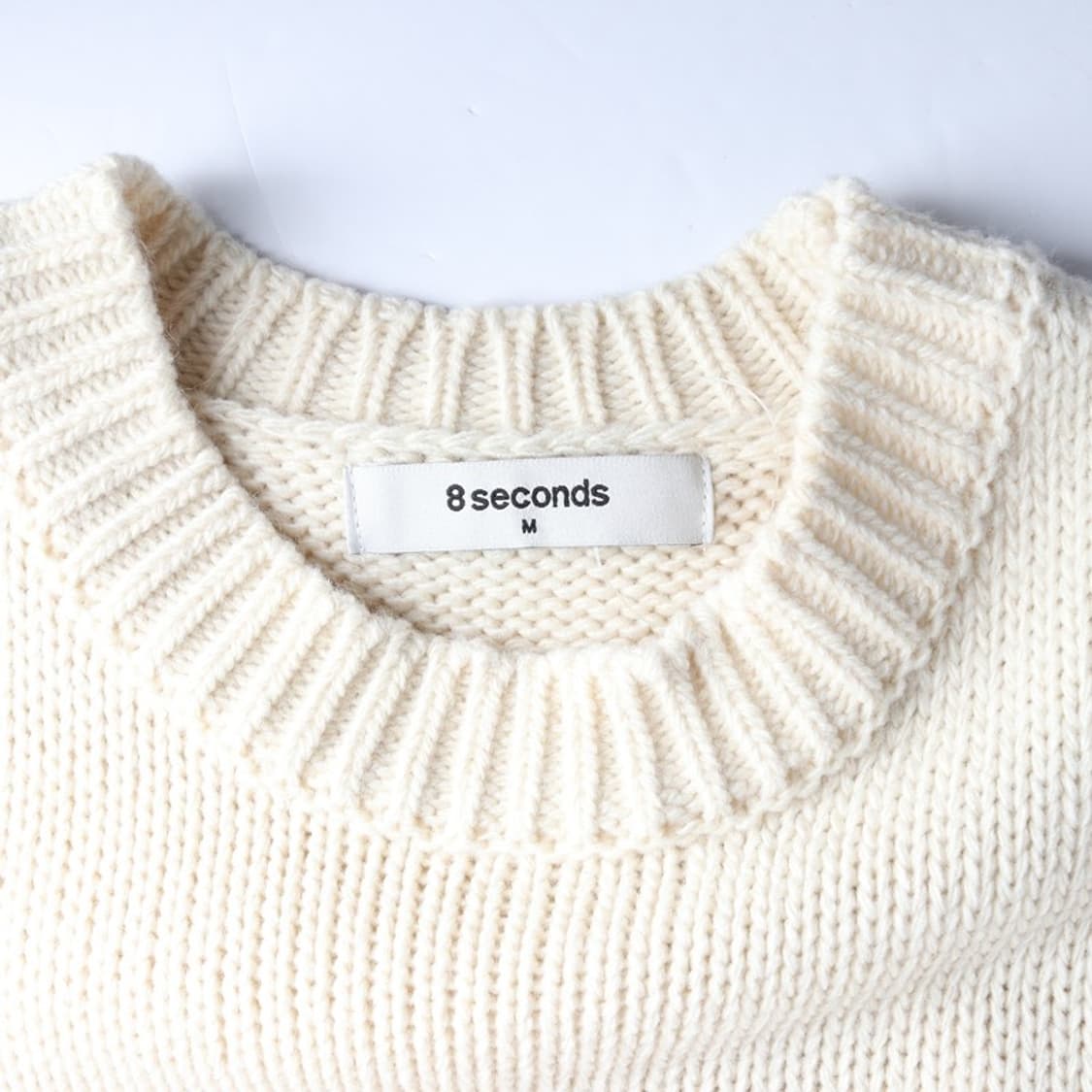 에잇세컨즈 포지티브 에너지 레터링 자수 반팔 니트 M 상품이미지5