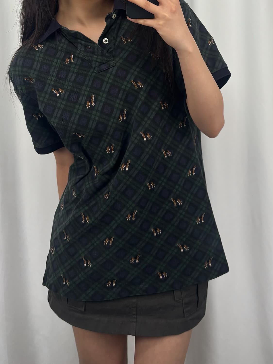 폴로 도그 체크 패턴 반팔 PK 카라티 상품이미지1