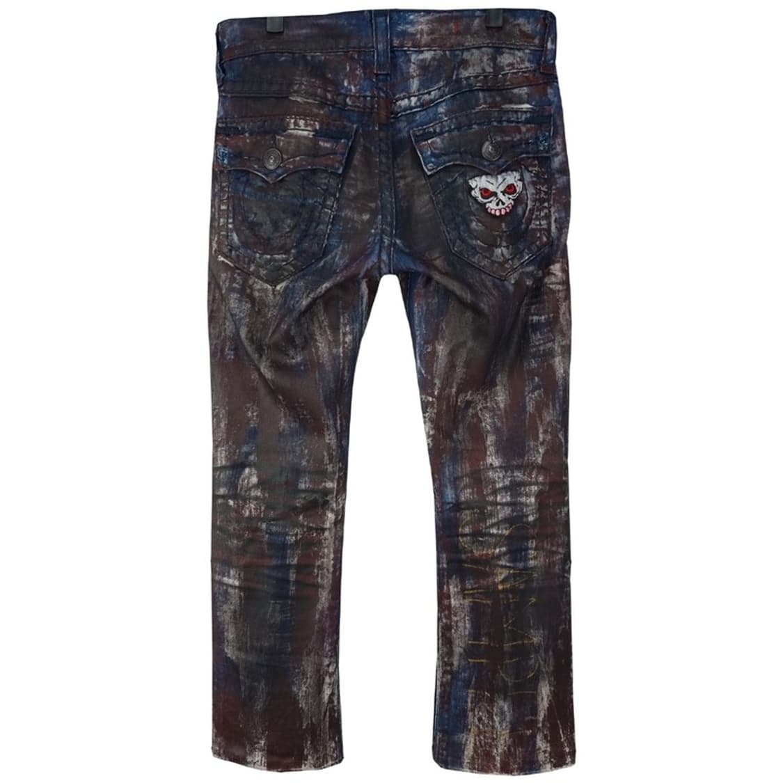 트루릴리전 고딕 펑크 커스텀 레더 크로스 리키 데님 팬츠 M18933 상품이미지3