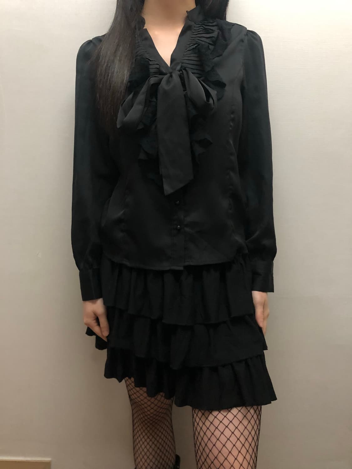 빈티지 블랙 프릴 블라우스 상품이미지4
