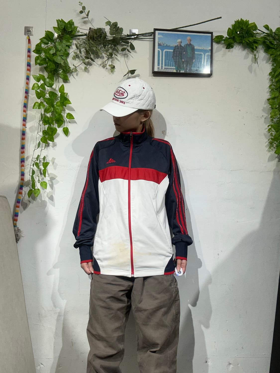 아디다스 네이비 레드 삼선 트랙탑 져지 L  상품이미지2
