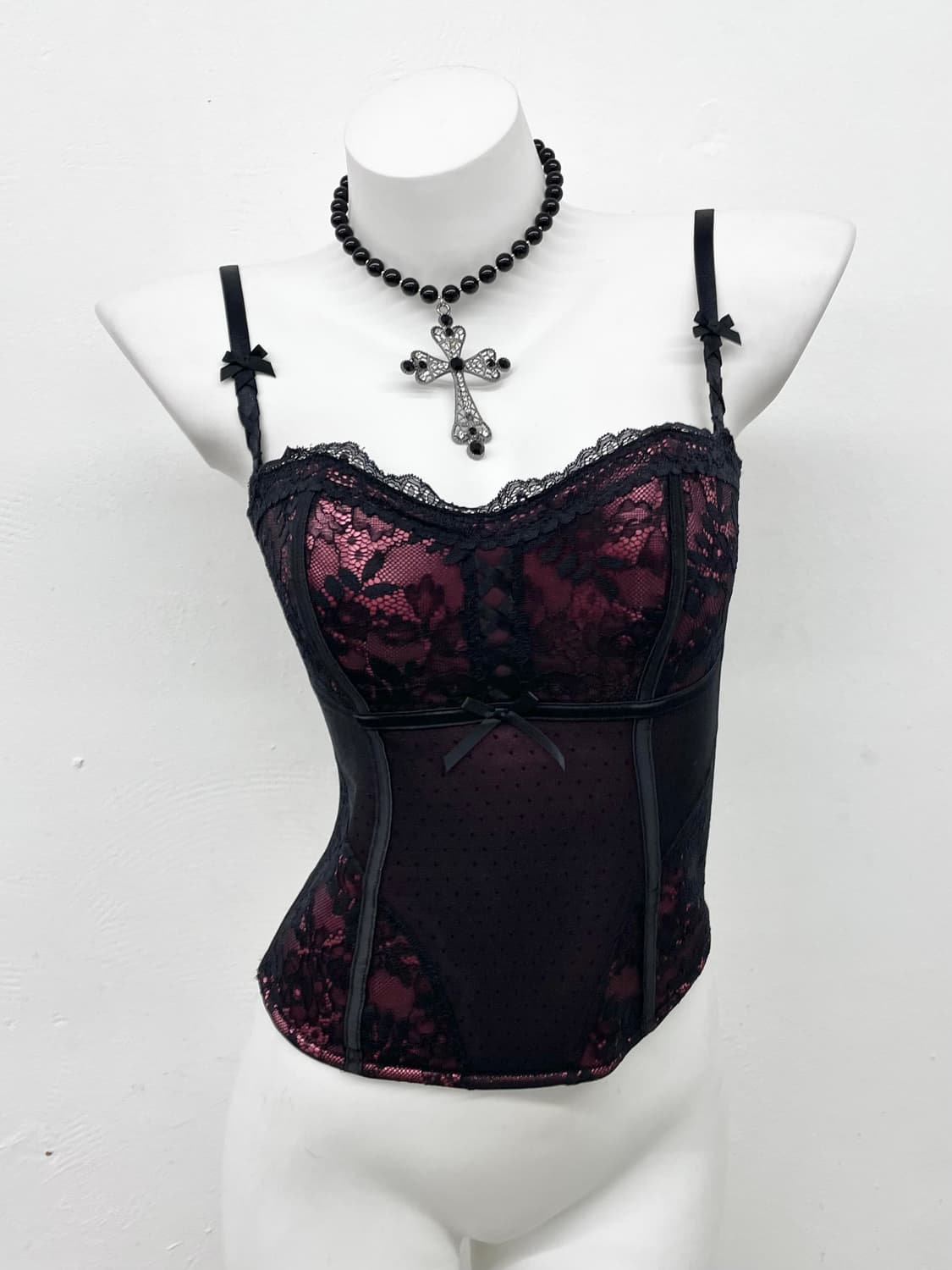 갸루 새틴 레이스 코르셋 상품이미지1