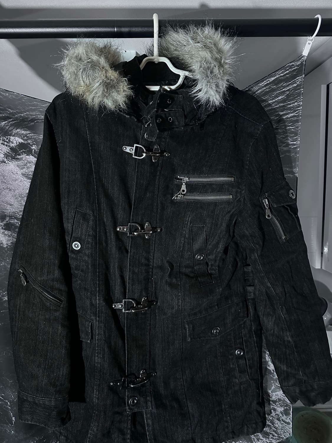 가먼트 펑크 디테일 퍼후드 자켓 상품이미지1