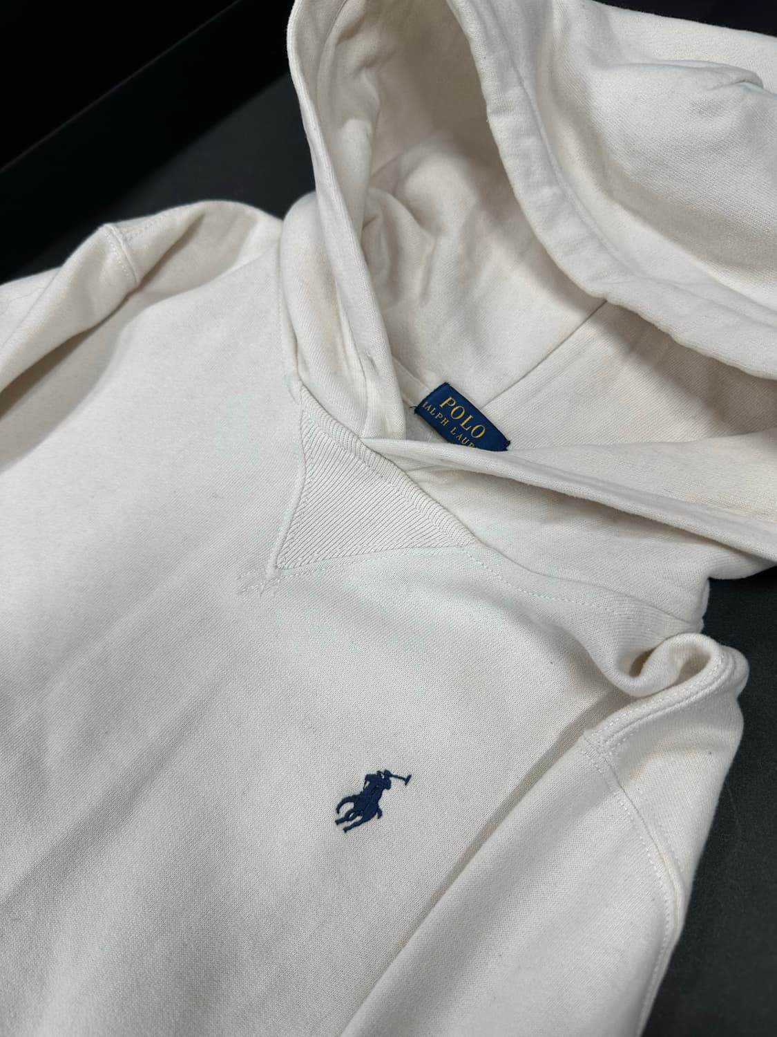 폴로 랄프로렌 화이트 기모 후드티 상품이미지4